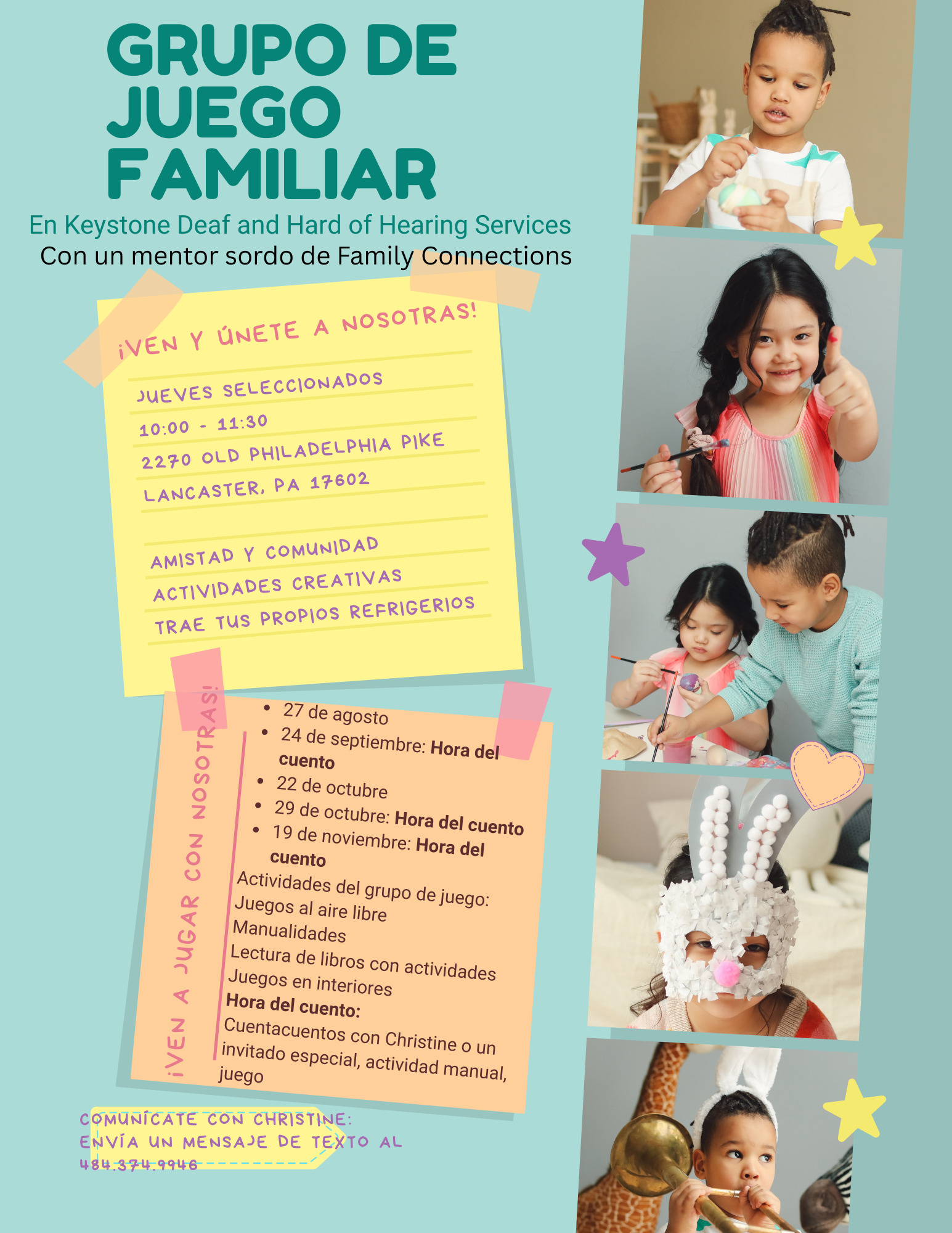 family playgroup info in spanish, grupo de juego familiar